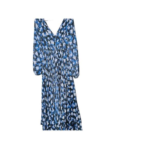 ML MONIQUE LHUILLIER Melanie Black Floral Print Chiffon A-Line Dress Size 0 - Picture 7 of 14